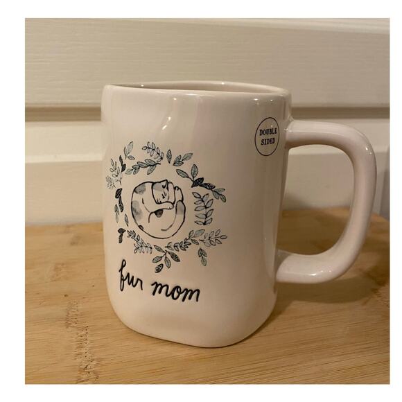 Rae Dunn Fur Mom Kitty Cat Floral Mug - Double Sided - Picture 1 of 5